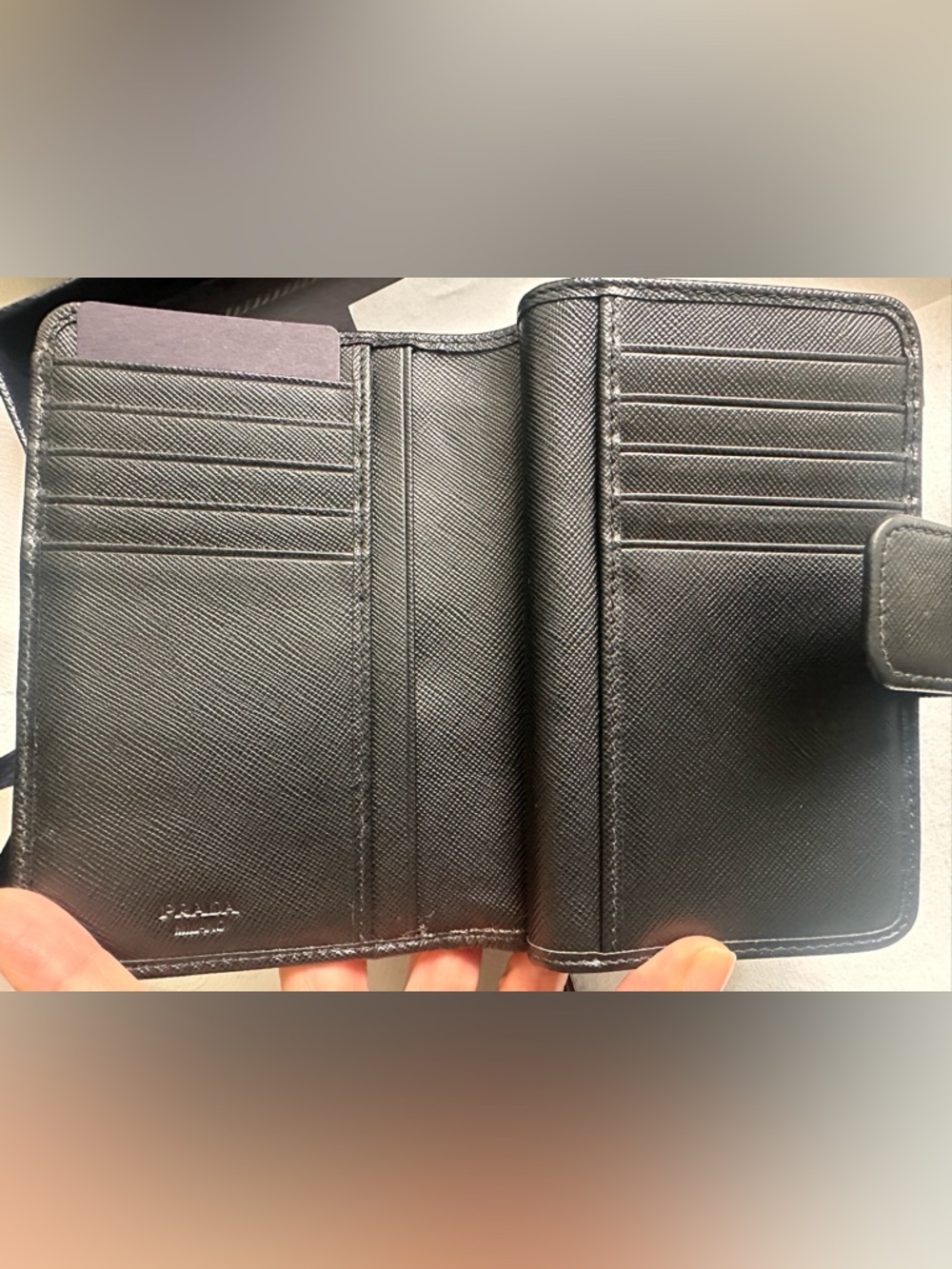 Prada Black Saffiano Leather Wallet with Gold Logo - Picture 3 of 13